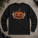 Pumpkin Middle Finger Halloween Long Sleeve Tee