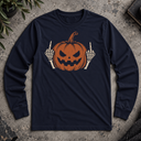 Pumpkin Middle Finger Halloween Long Sleeve Tee