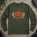 Pumpkin Middle Finger Halloween Long Sleeve Tee