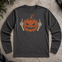 Pumpkin Middle Finger Halloween Long Sleeve Tee