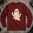 Ghost Middle Finger Halloween Long Sleeve Tee