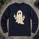 Ghost Middle Finger Halloween Long Sleeve Tee