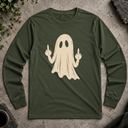 Ghost Middle Finger Halloween Long Sleeve Tee