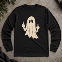 Ghost Middle Finger Halloween Long Sleeve Tee