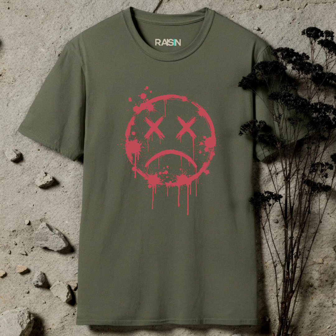 Sad Smiley T-Shirt - Raisin